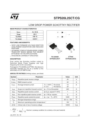 STPS20L25C 数据手册首页
