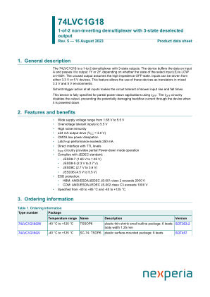 74LVC1G18GW datasheet cover page