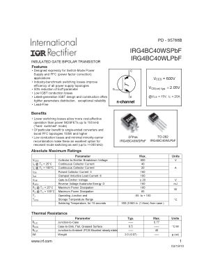 IRG4BC40WX 数据手册首页