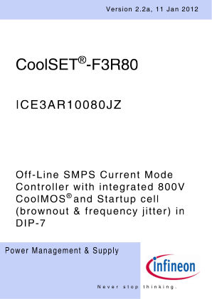 ICE3AR10080JZ datasheet cover page