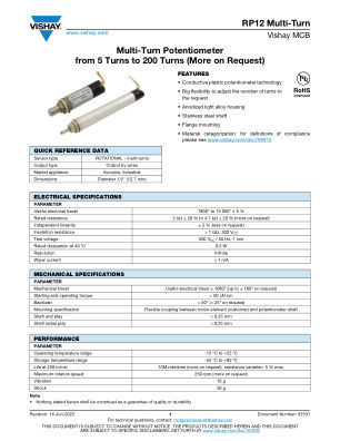 RP12MULTI-TURN datasheet cover page