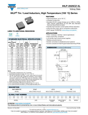 IHLP2525CZ5L 数据手册首页