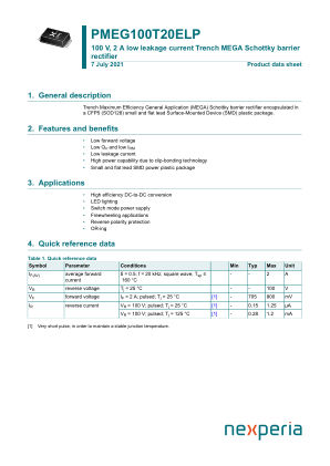 PMEG100T20ELPX datasheet cover page