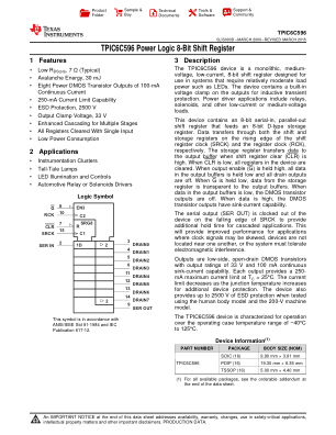 TPIC6C596 datasheet cover page