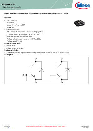 FZ500R65KE3 datasheet cover page