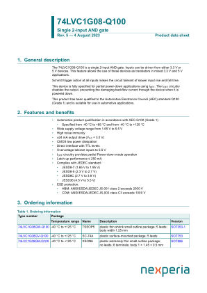 74LVC1G08GM-Q100X datasheet cover page
