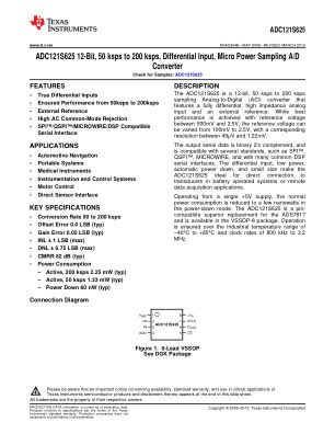 ADC121S625 datasheet cover page