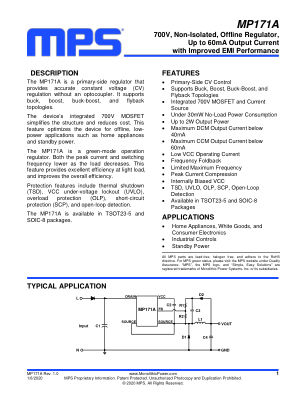 MP171A datasheet cover page