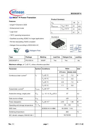 BSO303SP-H 数据手册首页