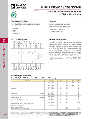 HMC253QS24 datasheet cover page