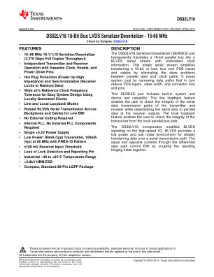 DS92LV18 datasheet cover page