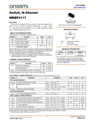 MMBF4117 数据手册首页