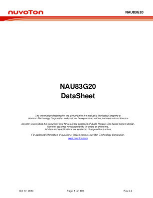 NAU83G20 datasheet cover page