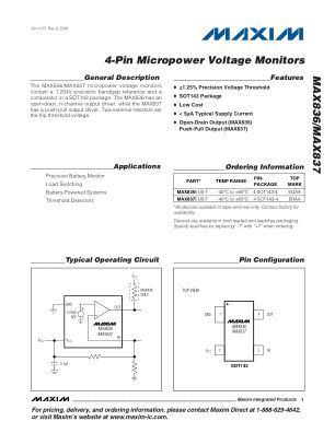 MAX836-MAX837 datasheet cover page