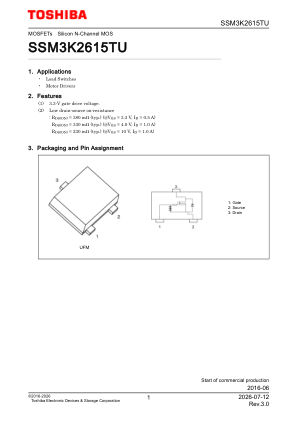 SSM3K2615TU datasheet cover page