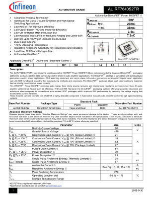 AUIRF7640S2 datasheet cover page