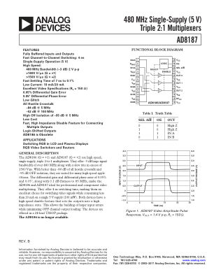 AD8187 数据手册首页
