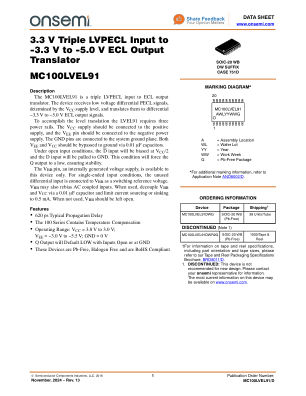 MC100LVEL91 datasheet cover page