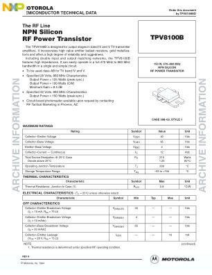 TPV8100B datasheet cover page