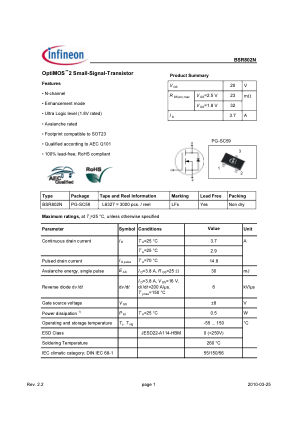 BSR802N 数据手册首页