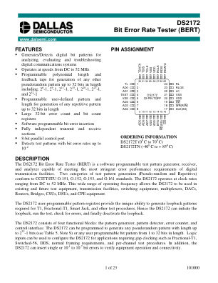 DS2172 datasheet cover page