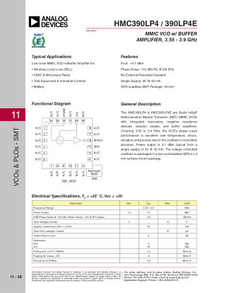 HMC390 datasheet cover page