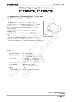 TC7SP98TU 数据手册首页