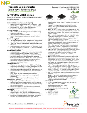 MC9S08MM128 datasheet cover page