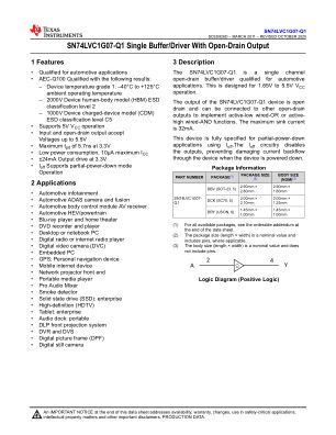 SN74LVC1G07-Q1 datasheet cover page