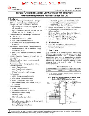 BQ24298 datasheet cover page