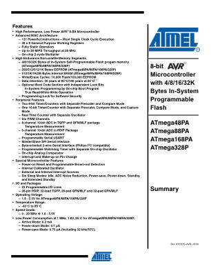ATMEGA48PA-AU datasheet cover page