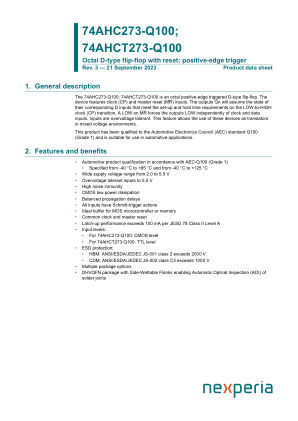 74AHCT273PW-Q100J datasheet cover page