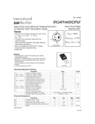 IRG4PH40K datasheet cover page