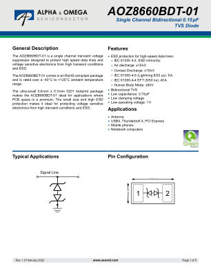 AOZ8660BDT-01 datasheet cover page