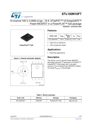 STL100N10F7 数据手册首页