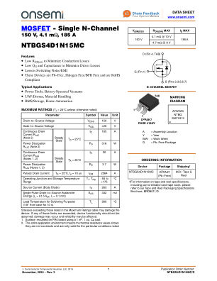 NTBGS4D1N15MC 数据手册首页