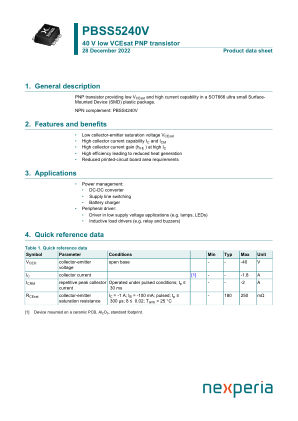 PBSS5240V datasheet cover page