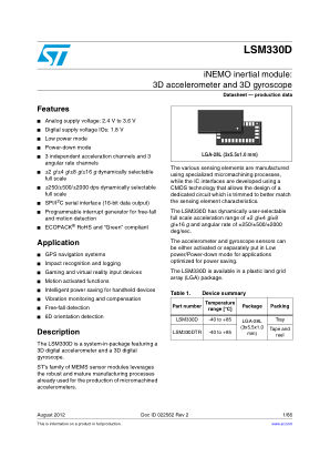 LSM330D datasheet cover page