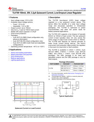 TLV709 datasheet cover page