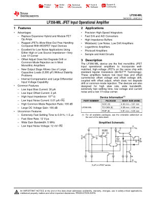 LF356-MIL datasheet cover page