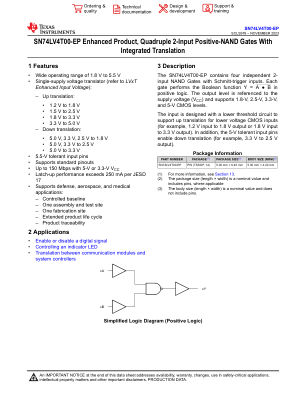 SN74LV4T00-EP datasheet cover page