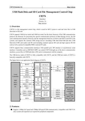 CH376T 数据手册首页