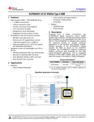 DLP9000XUV datasheet cover page