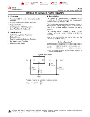 LM1085 datasheet cover page