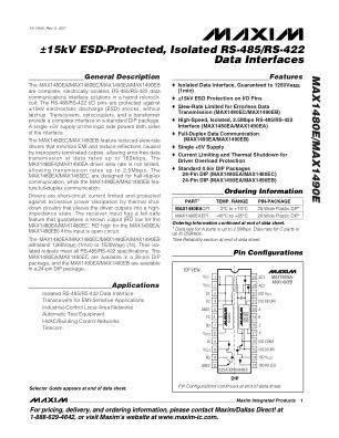 MAX1480E 数据手册首页