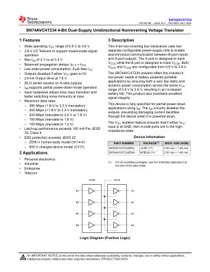 SN74AVC4T234 datasheet cover page