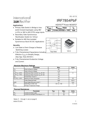 IRF7854 数据手册首页