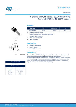 STF36N60M6 datasheet cover page