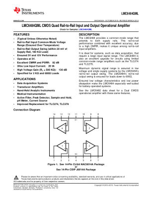 LMC6484QML datasheet cover page