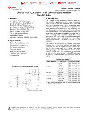 OPA4330 datasheet cover page